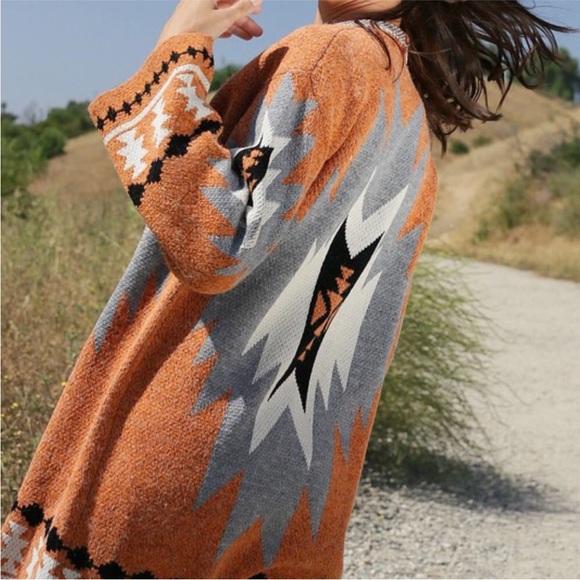 #41 Aztec Boho Western Cardigan Sweater - Picture 3 of 6